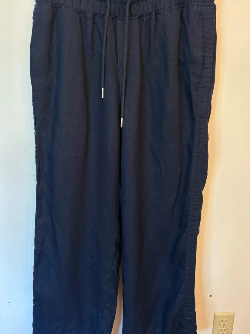 Quince European Linen Wide Leg Pants in Deep Navy Blue Womens Size Large